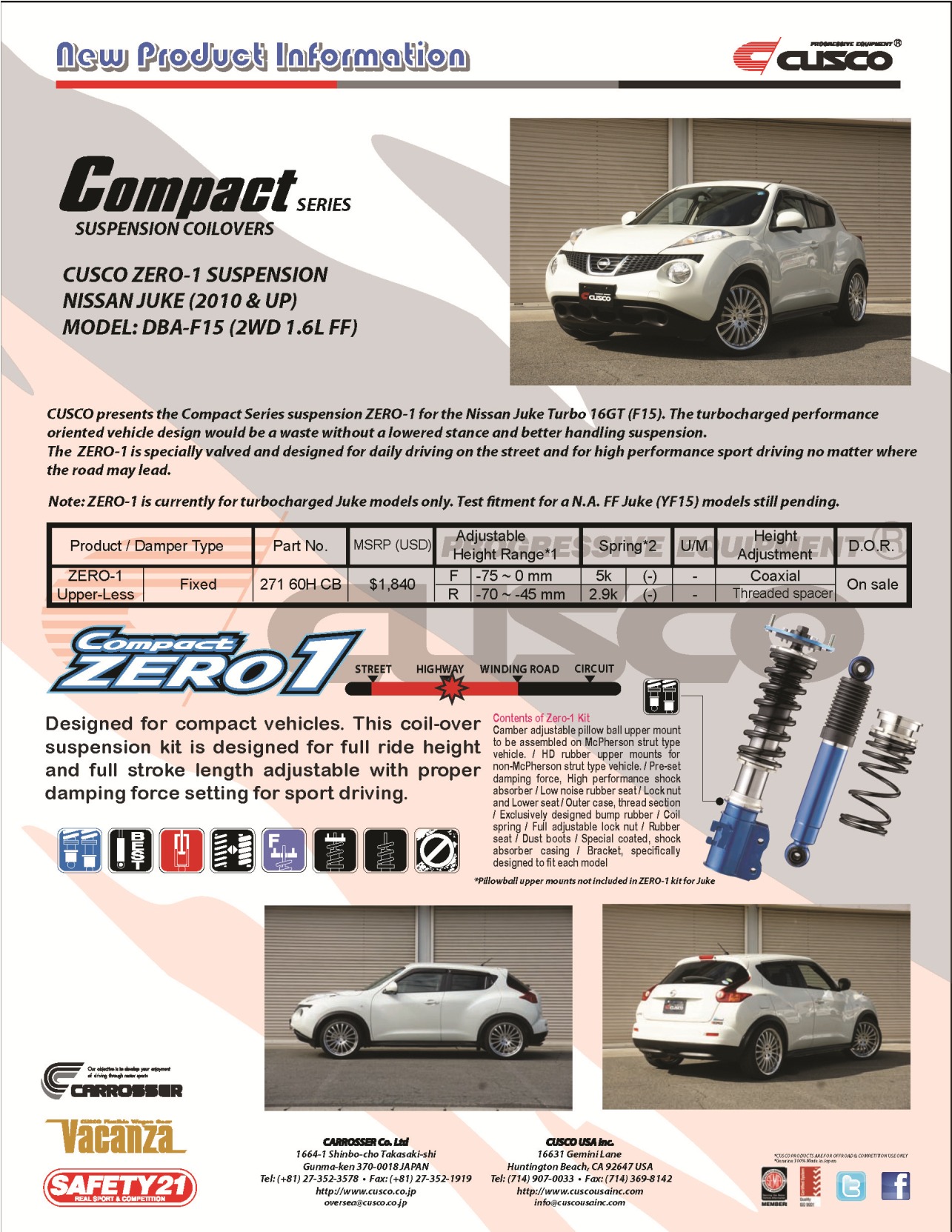 Nissan Juke CUSCO ZERO-1 Suspension