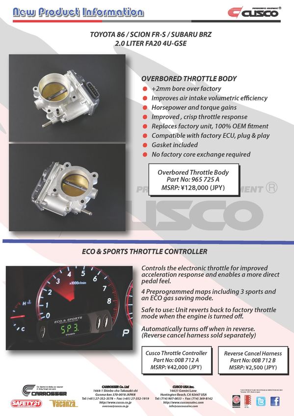 Toyota 86 / Subaru BRZ Throttle Upgrades