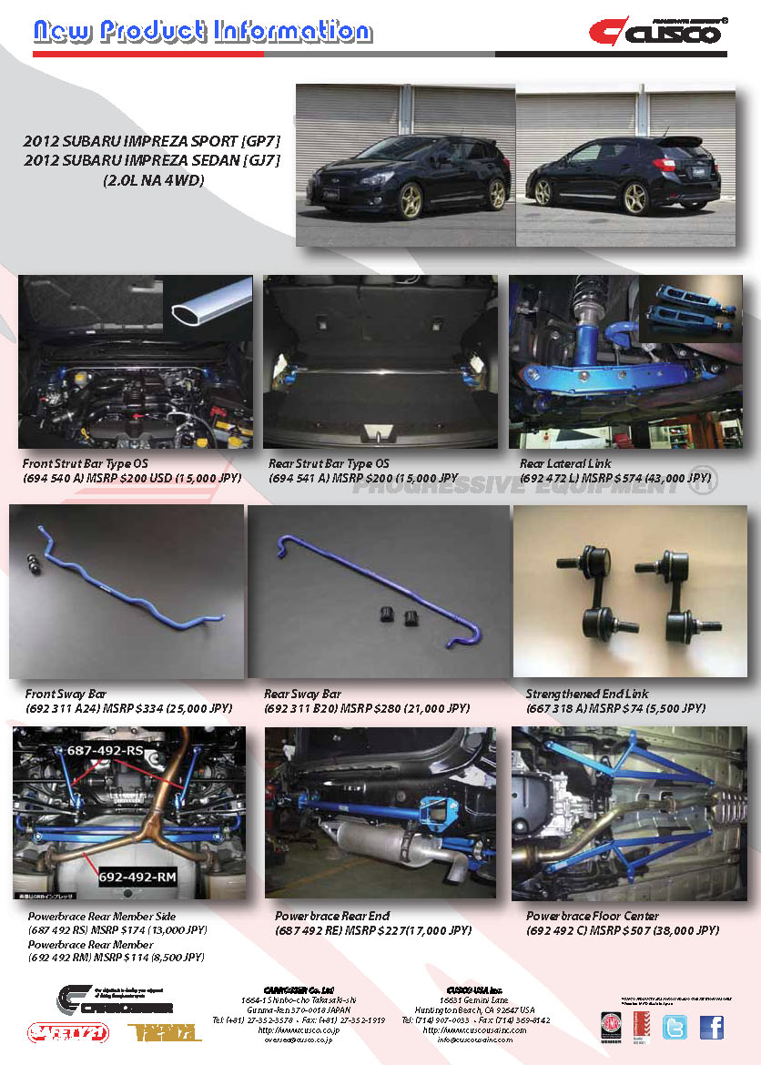 2012 Subaru Impreza Sport & G4 Products