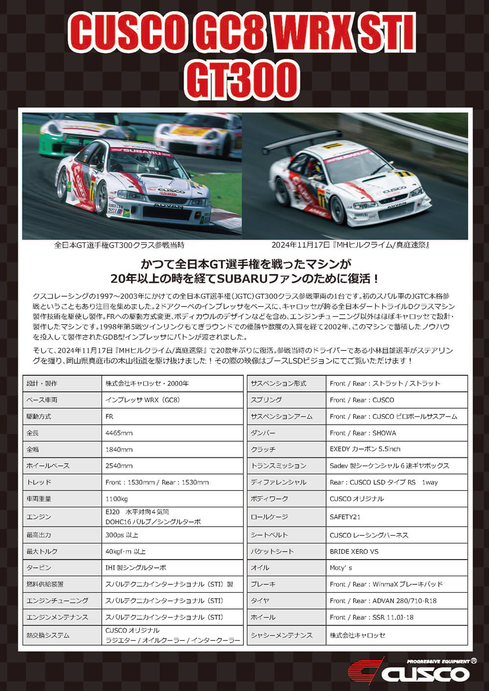 CUSCO GC8 WRX STI GT300