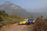 このステージで柳澤選手が駆動系トラブルによりストップ。アリスター・マクレー選手が柳澤車をパス